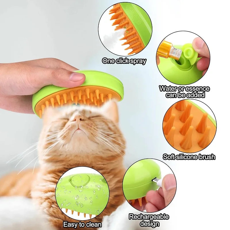 3-in-1 Steamy Cat Grooming Brush