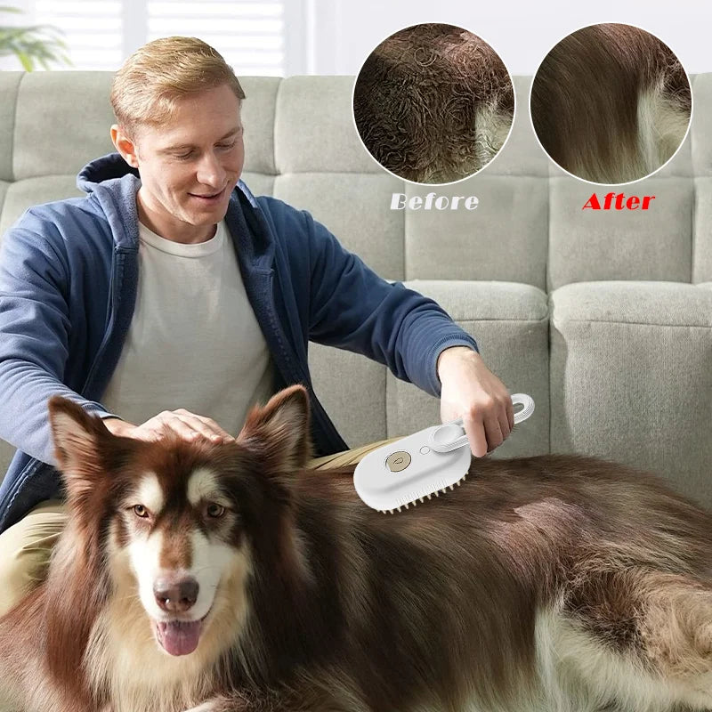 SteamEase Grooming Brush - Steamy Spray, Massage & Hair Removal Tool