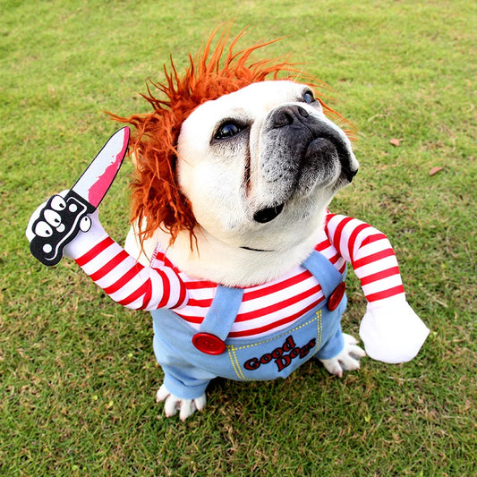 PawChucky Dog Costume - Cute and Adjustable Halloween Cosplay for Pets