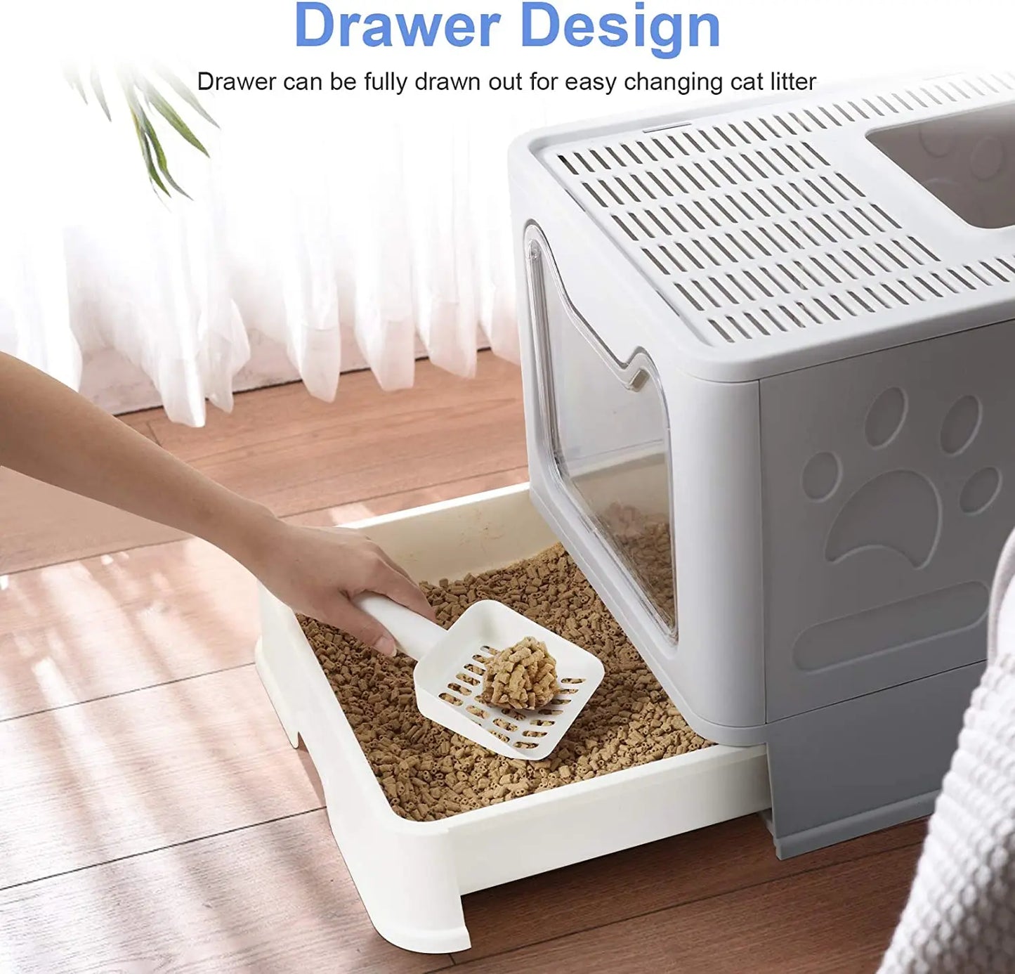 EasyFold Cat Litter Box - Foldable with Scoop & Drawer